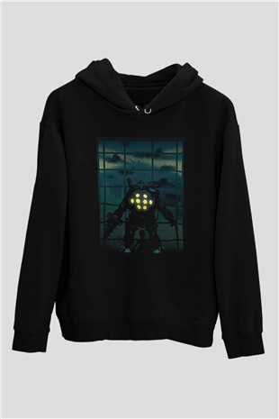 Bioshock James Baskılı Unisex Siyah Kapüşonlu Sweatshirt