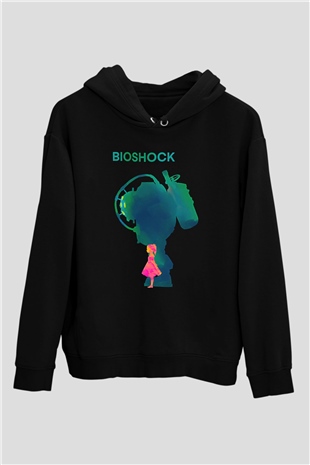 Bioshock James Baskılı Unisex Siyah Kapüşonlu Sweatshirt