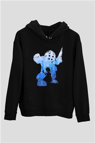 Bioshock James Baskılı Unisex Siyah Kapüşonlu Sweatshirt