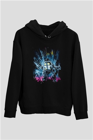 Bioshock James Baskılı Unisex Siyah Kapüşonlu Sweatshirt