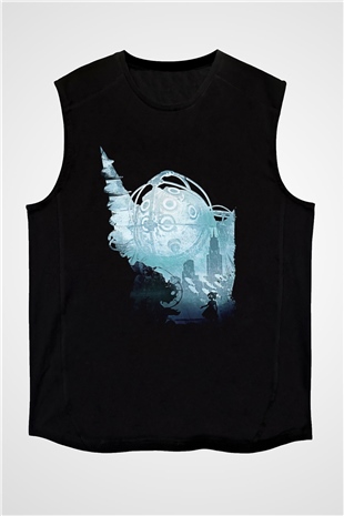 Bioshock James Baskılı Unisex Siyah Kolsuz Tişört - Tshirt