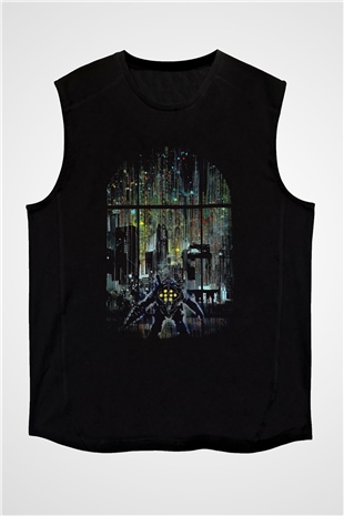 Bioshock James Baskılı Unisex Siyah Kolsuz Tişört - Tshirt