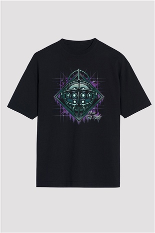 Bioshock James Baskılı Unisex Siyah Oversize Tişört - Tshirt