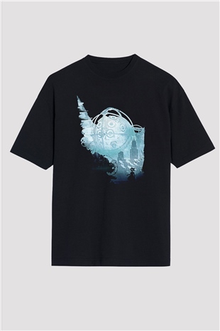Bioshock James Baskılı Unisex Siyah Oversize Tişört - Tshirt