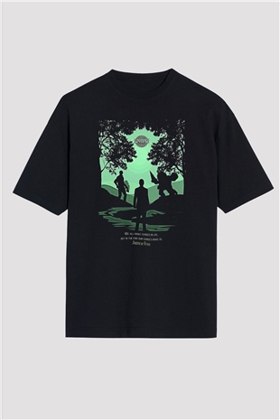 Bioshock James Baskılı Unisex Siyah Oversize Tişört - Tshirt