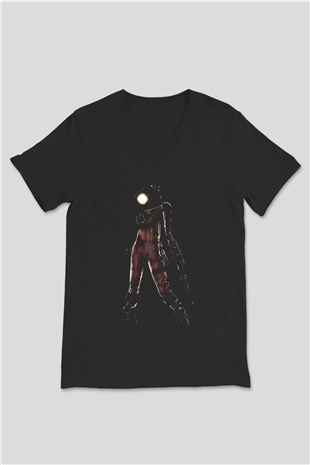 Bioshock James Baskılı Unisex Siyah V Yaka Tişört - Tshirt