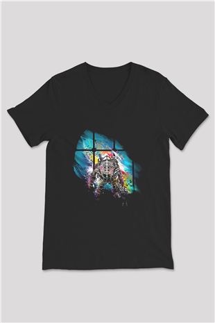 Bioshock James Baskılı Unisex Siyah V Yaka Tişört - Tshirt