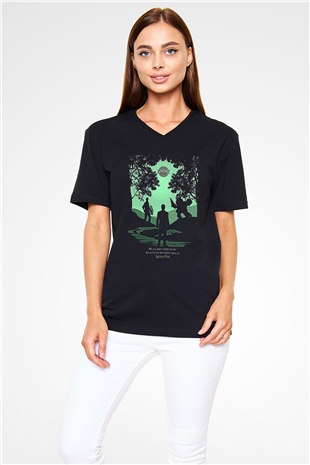 Bioshock James Baskılı Unisex Siyah V Yaka Tişört - Tshirt