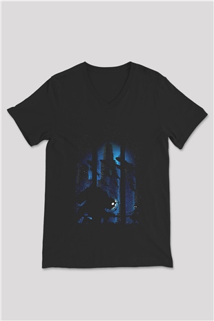 Bioshock James Baskılı Unisex Siyah V Yaka Tişört - Tshirt