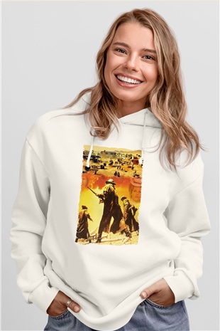 Bir Zamanlar Batıda (Once Upon a Time in the West) Baskılı Beyaz Kapüşonlu Sweatshirt