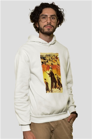 Bir Zamanlar Batıda (Once Upon a Time in the West) Baskılı Beyaz Kapüşonlu Sweatshirt