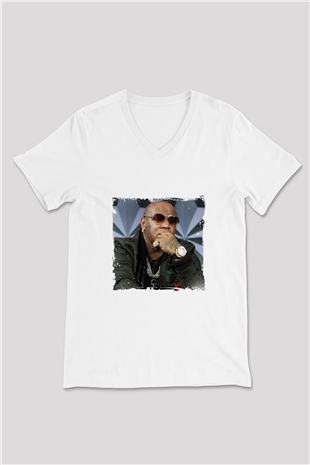 Birdman Baskılı Beyaz V Yaka Unisex Tişört