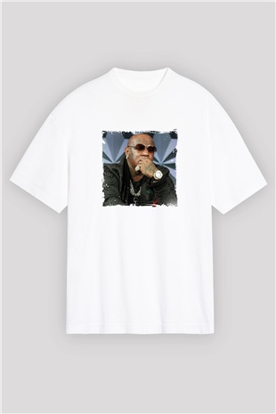 Birdman Baskılı Oversize Beyaz Tişört