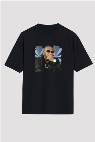Birdman Baskılı Unisex Oversize Siyah Tişört