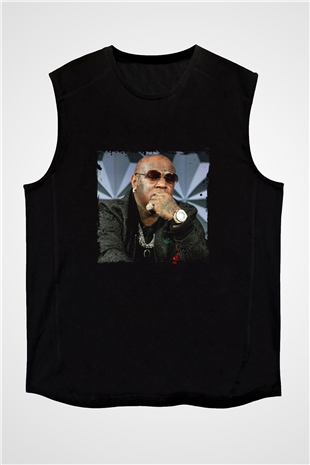 Birdman Baskılı Unisex Siyah Kolsuz Tişört