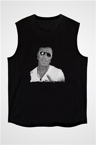 Birdman Baskılı Unisex Siyah Kolsuz Tişört