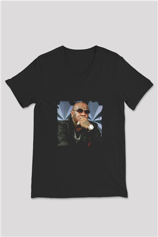 Birdman Baskılı Unisex Siyah V Yaka Tişört