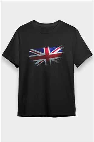 Birleşik Krallık - United Kingdom Bayrağı Baskılı Unisex Siyah Tişört
