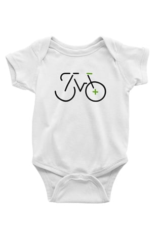 Bisiklet Baskılı Beyaz Unisex Bebek Body - Zıbın