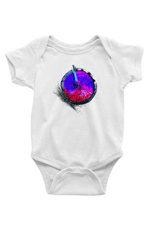 Bisiklet Baskılı Beyaz Unisex Bebek Body - Zıbın