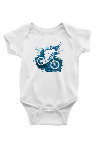 Bisiklet Baskılı Beyaz Unisex Bebek Body - Zıbın