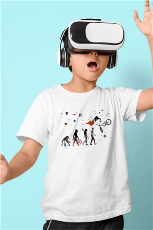 Bisiklet Baskılı Beyaz Unisex Çocuk Tişört