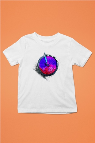 Bisiklet Baskılı Beyaz Unisex Çocuk Tişört