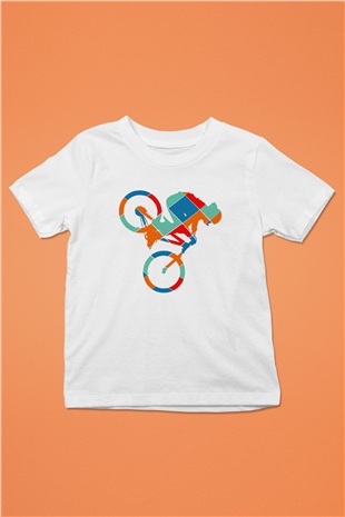 Bisiklet Beyaz Unisex Çocuk Tişört
