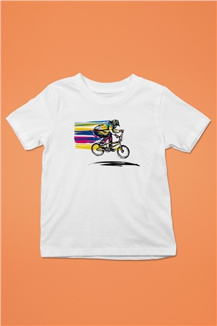 Bisiklet Beyaz Unisex Çocuk Tişört