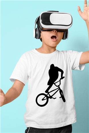 Bisiklet Beyaz Unisex Çocuk Tişört