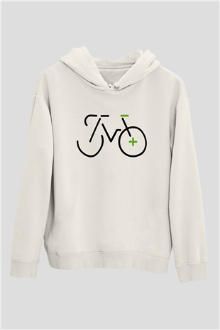 Bisiklet Beyaz Unisex Hoodie
