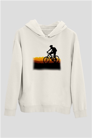 Bisiklet Beyaz Unisex Hoodie