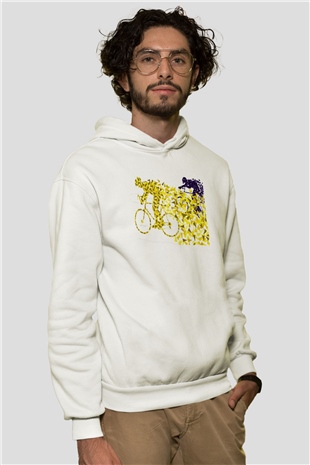 Bisiklet Beyaz Unisex Hoodie