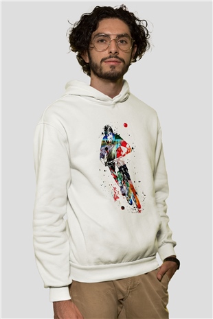 Bisiklet Beyaz Unisex Hoodie