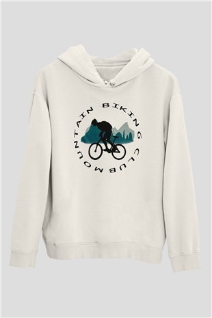 Bisiklet Beyaz Unisex Hoodie