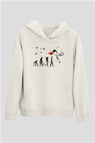 Bisiklet Beyaz Unisex Hoodie