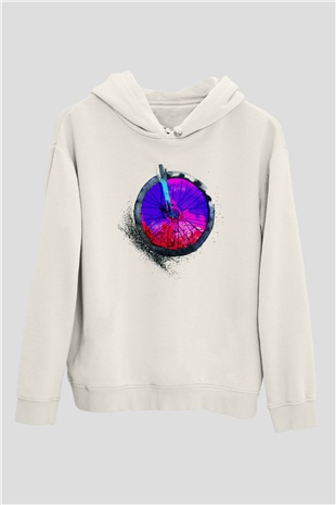 Bisiklet Beyaz Unisex Hoodie