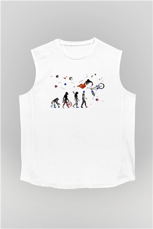 Bisiklet Beyaz Unisex Kolsuz Tişört