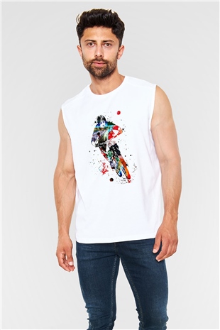 Bisiklet Beyaz Unisex Kolsuz Tişört