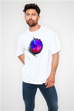 Bisiklet Beyaz Unisex Oversize Tişört T-Shirt