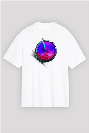 Bisiklet Beyaz Unisex Oversize Tişört T-Shirt