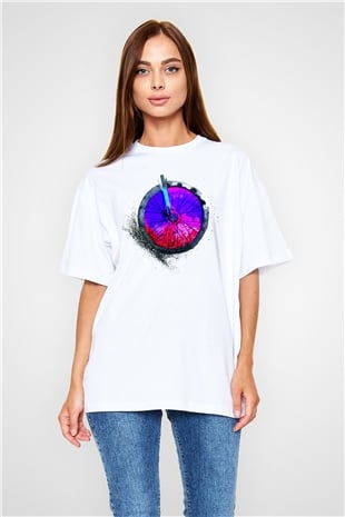 Bisiklet Beyaz Unisex Oversize Tişört T-Shirt