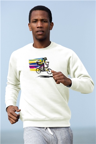 Bisiklet Beyaz Unisex Sweatshirt
