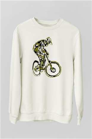 Bisiklet Beyaz Unisex Sweatshirt