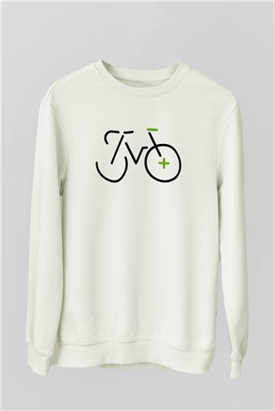 Bisiklet Beyaz Unisex Sweatshirt