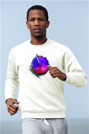 Bisiklet Beyaz Unisex Sweatshirt