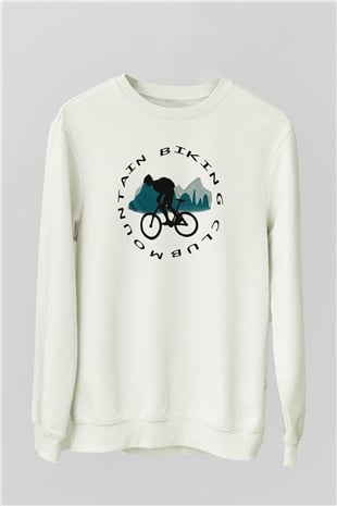 Bisiklet Beyaz Unisex Sweatshirt