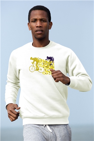 Bisiklet Beyaz Unisex Sweatshirt