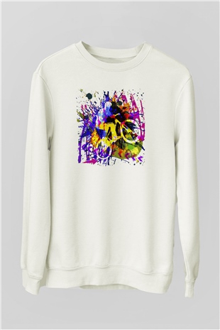 Bisiklet Beyaz Unisex Sweatshirt