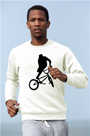 Bisiklet Beyaz Unisex Sweatshirt